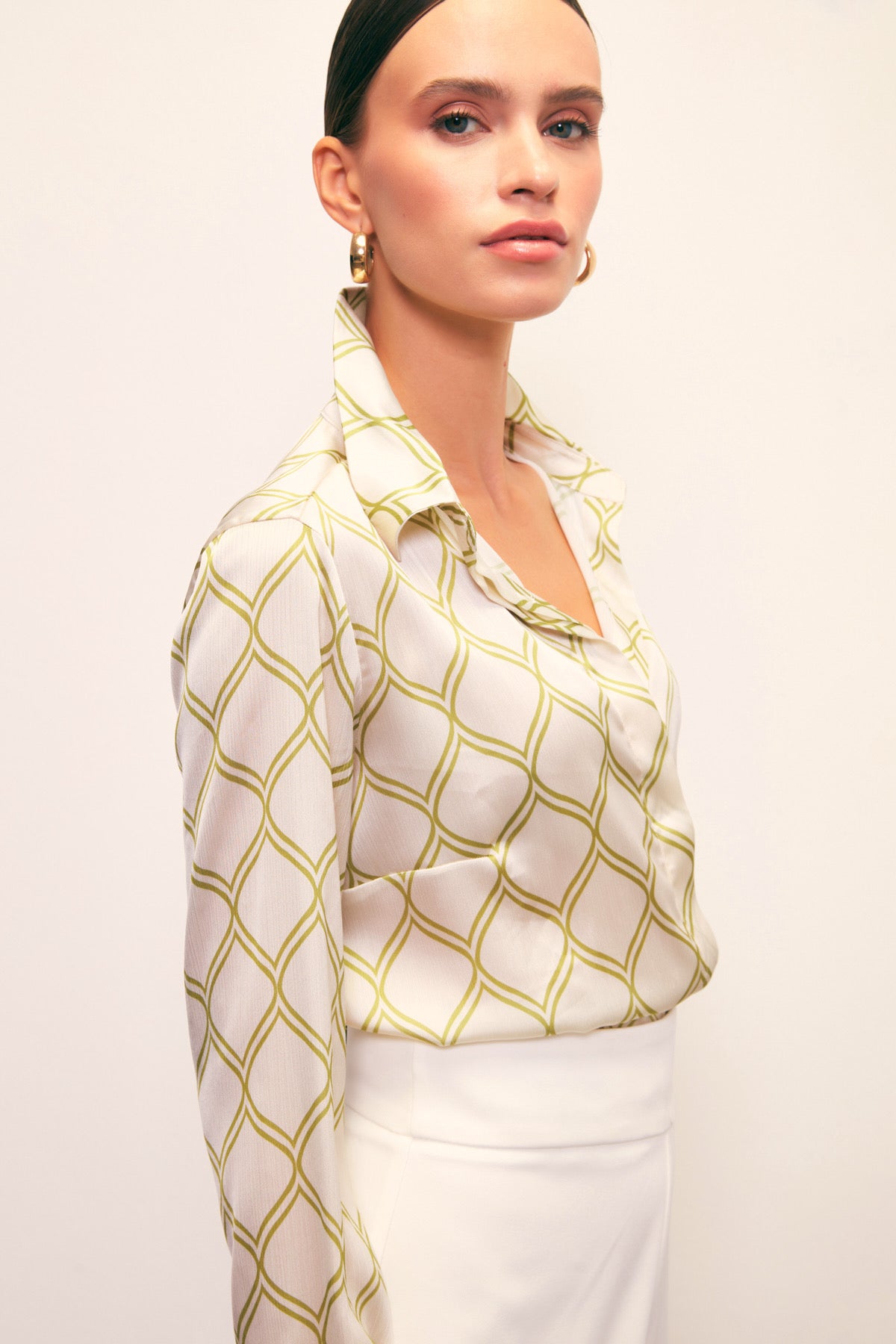 Patterned Classic Shirt - Beige