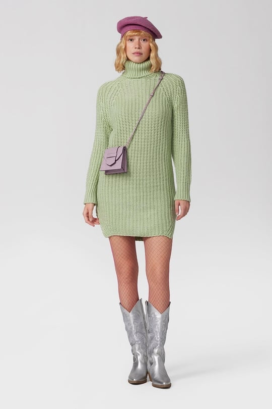 Versatile Mint Green Knit Jumper Dress