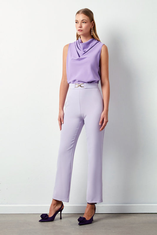 Double Chain Accessory Detailed Trousers - Lilac