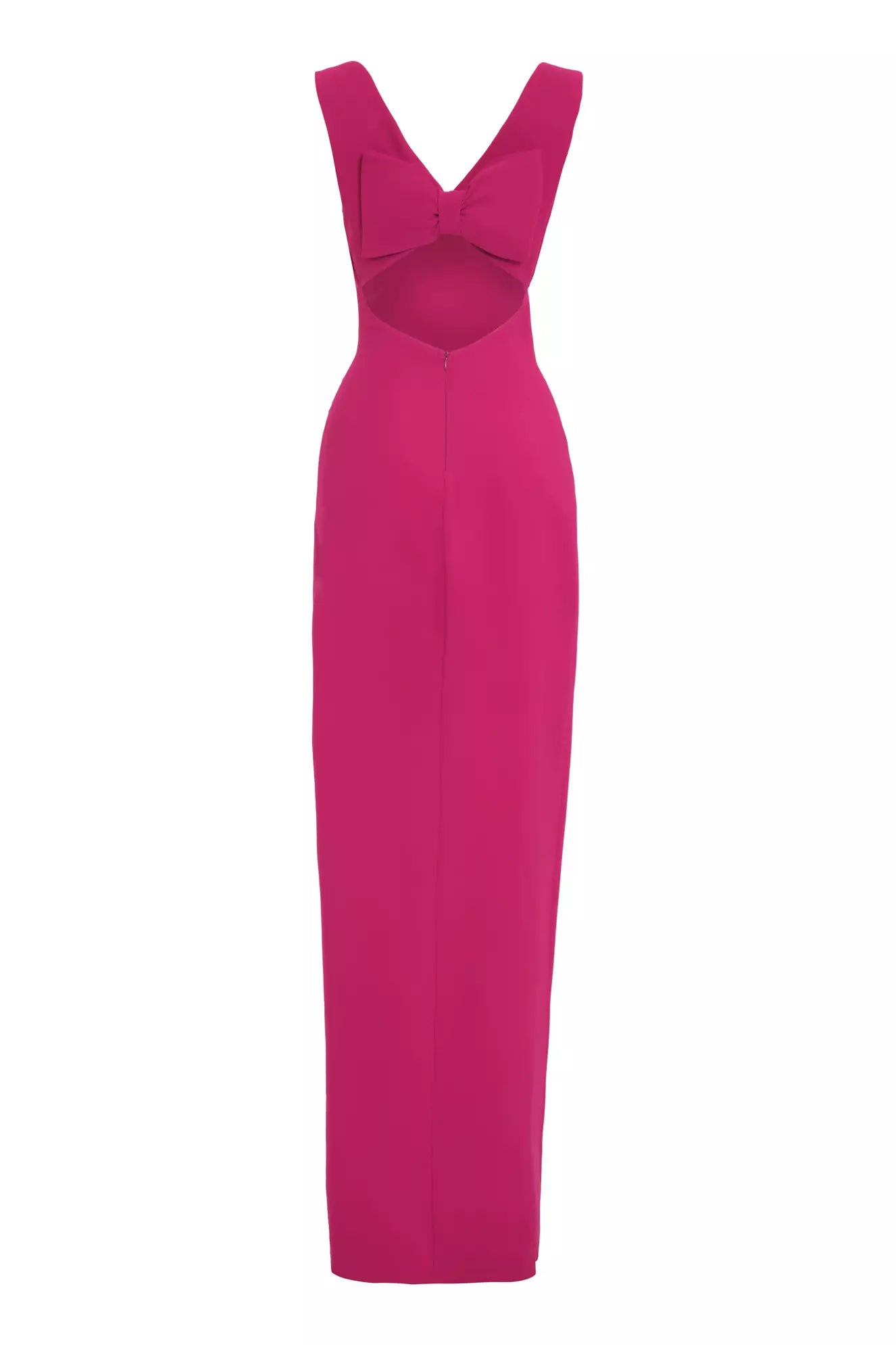 Fuchsia Crepe Sleeveless Long Dress - Fuchsia