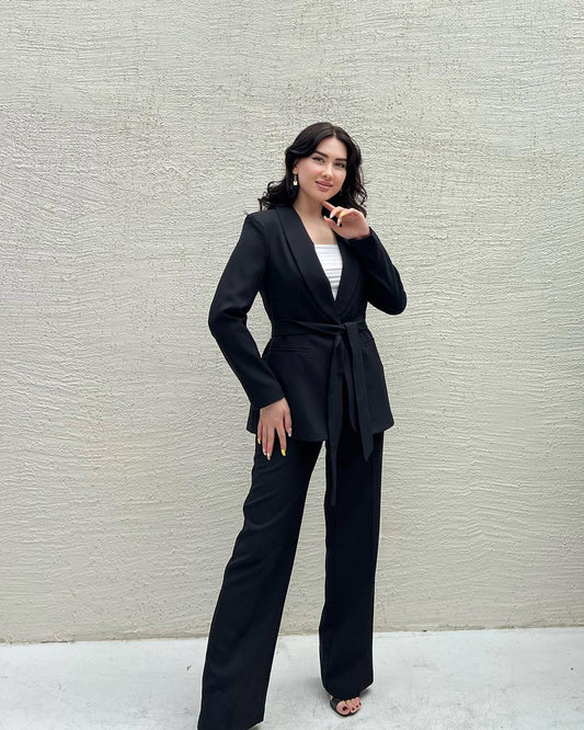 Crepe Pants Suit - Black