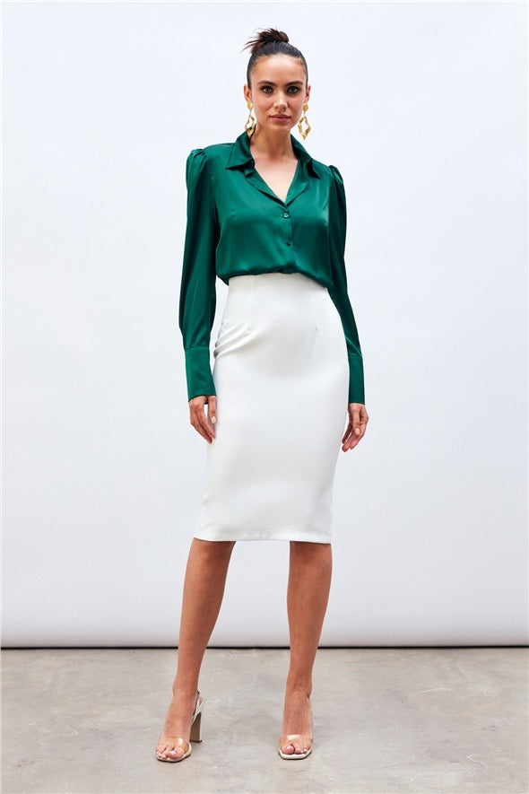 Pencil Midi Skirt - Bone - LussoCA