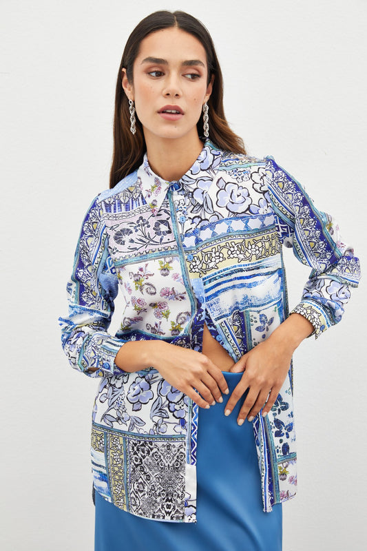 Classic Patterned Shirt - Blue