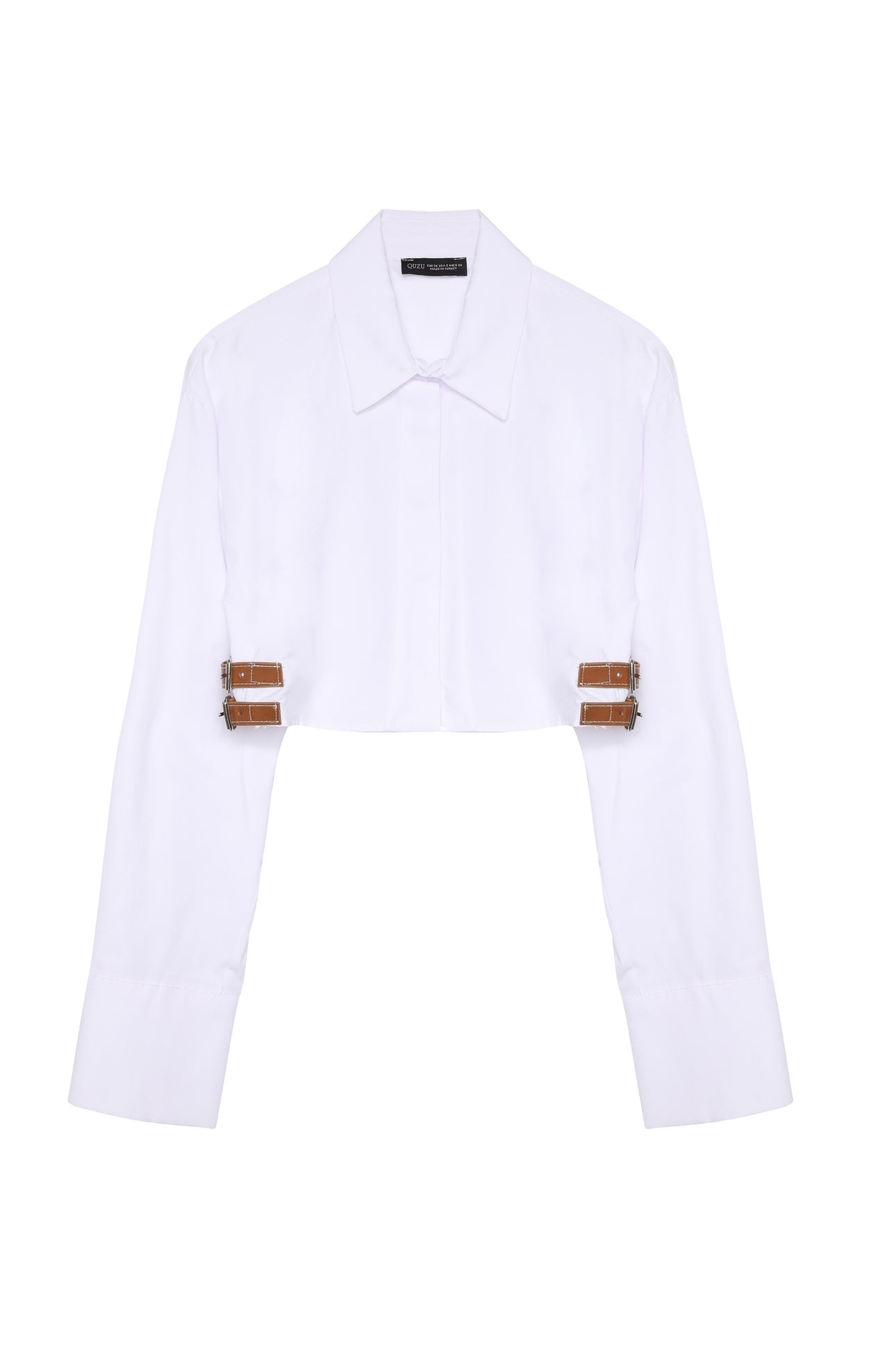 Crop Shirt with Belt Accessory - White - LussoCA