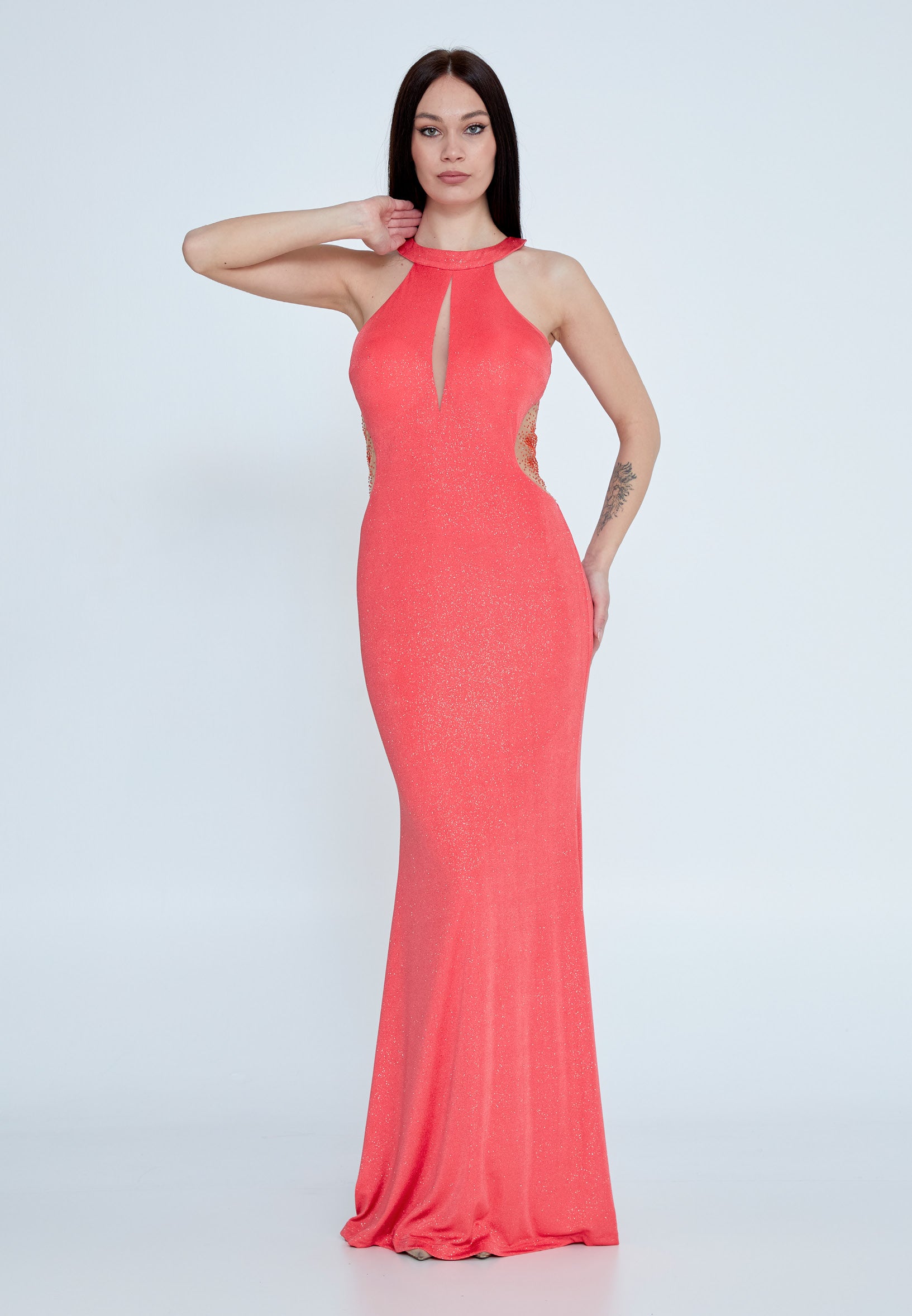 Stretchy long dress in coral - LussoCA