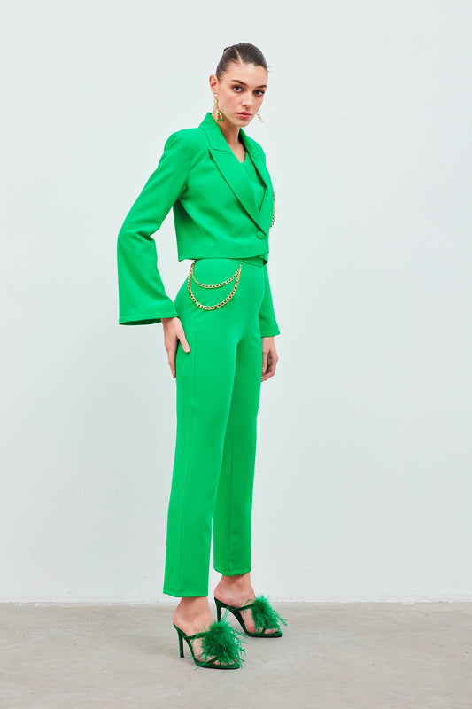 Chain Accessory Trousers - GREEN - LussoCA