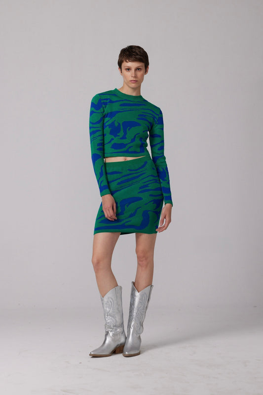 Knitwear 2 Pieces Set sweater and Mini Skirt