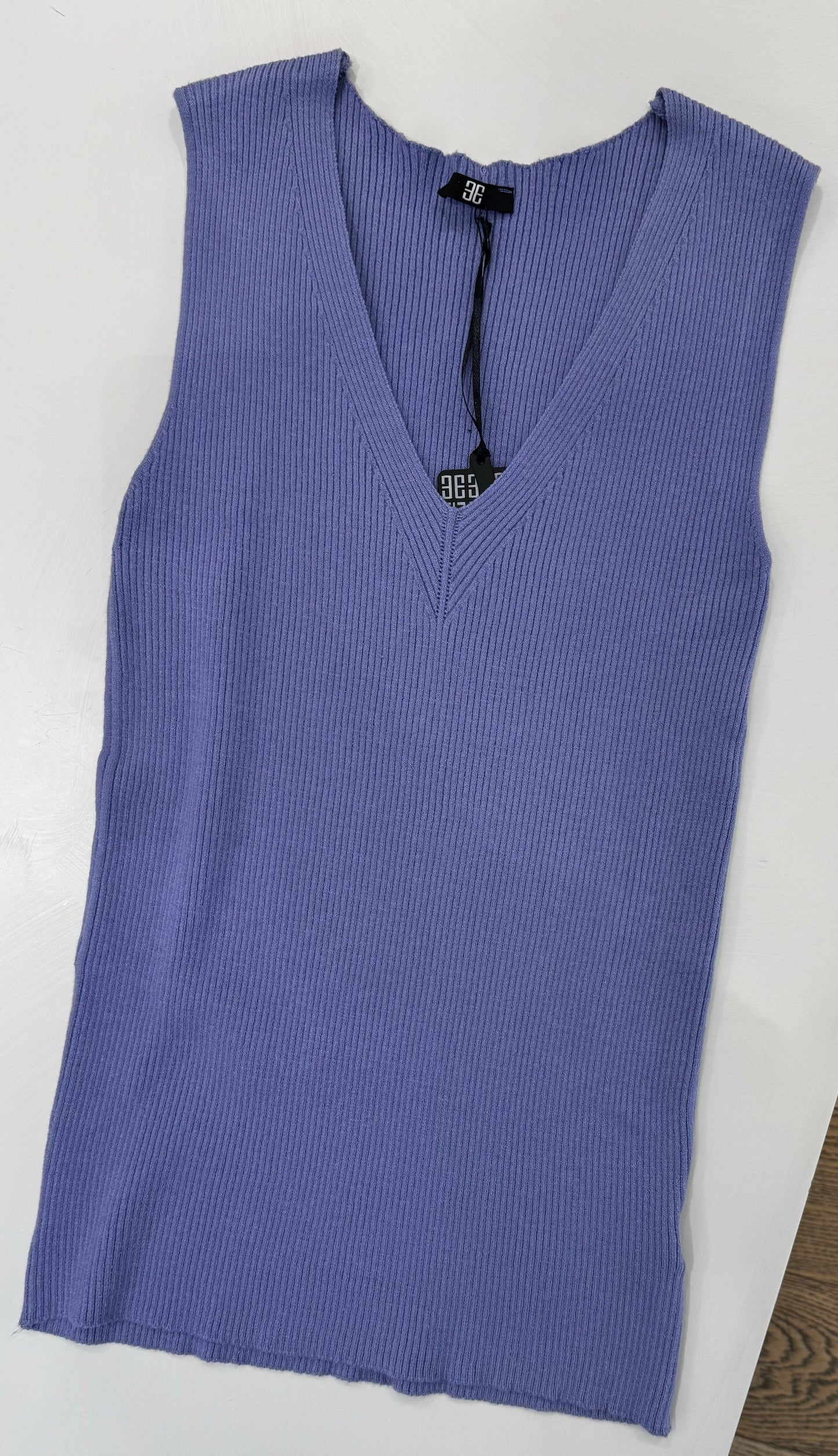 V-neck Knitwear Sleeveless Top - Lavender - LussoCA