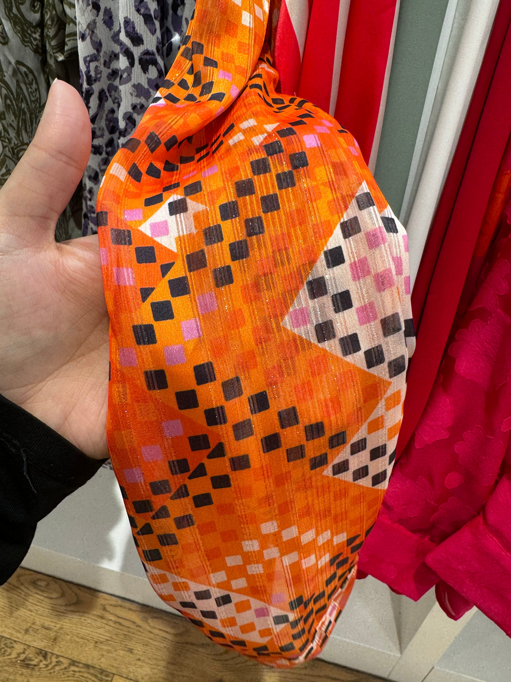 Chiffon Loose Shirt with gold thread- Orange - LussoCA