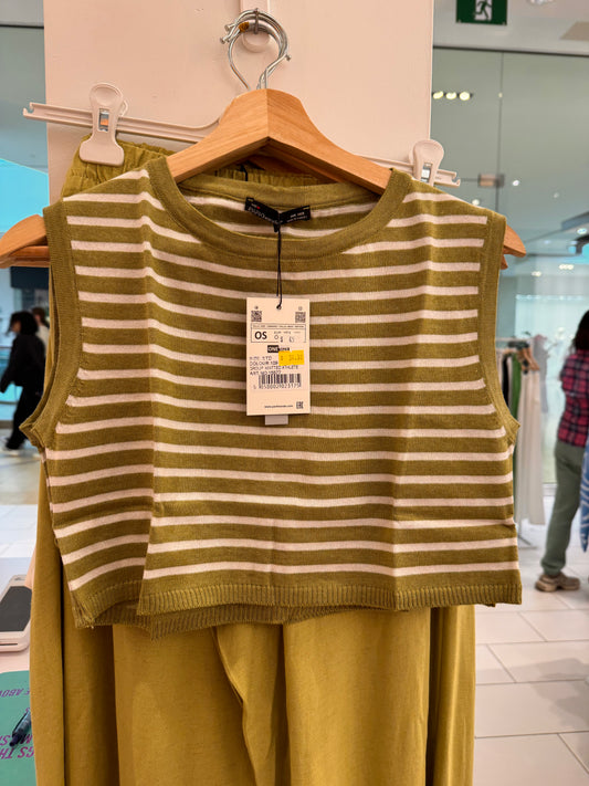 Knitwear Crop Top - olive Green