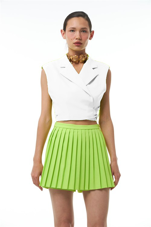 Enhance your summer style with this white tie-detailed crop vest.