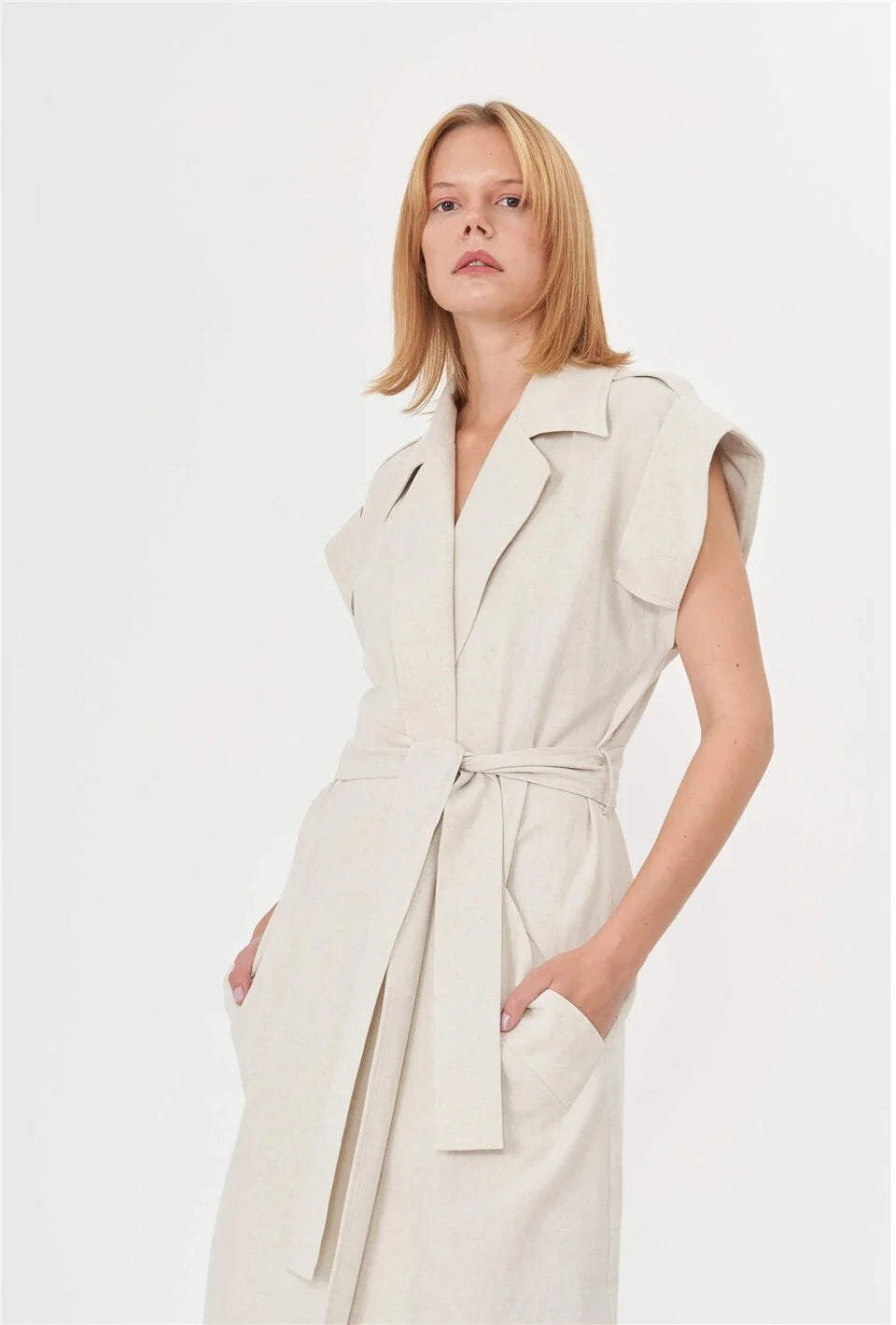 Stylish Trench Coat - White, a versatile addition to your wardrobe.