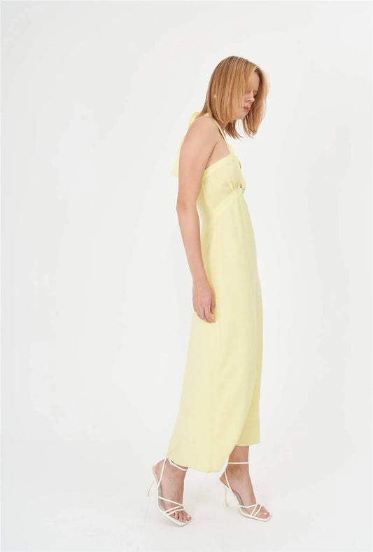 Sustainable Halter Neck Summer Dress - Lemon - LussoCA