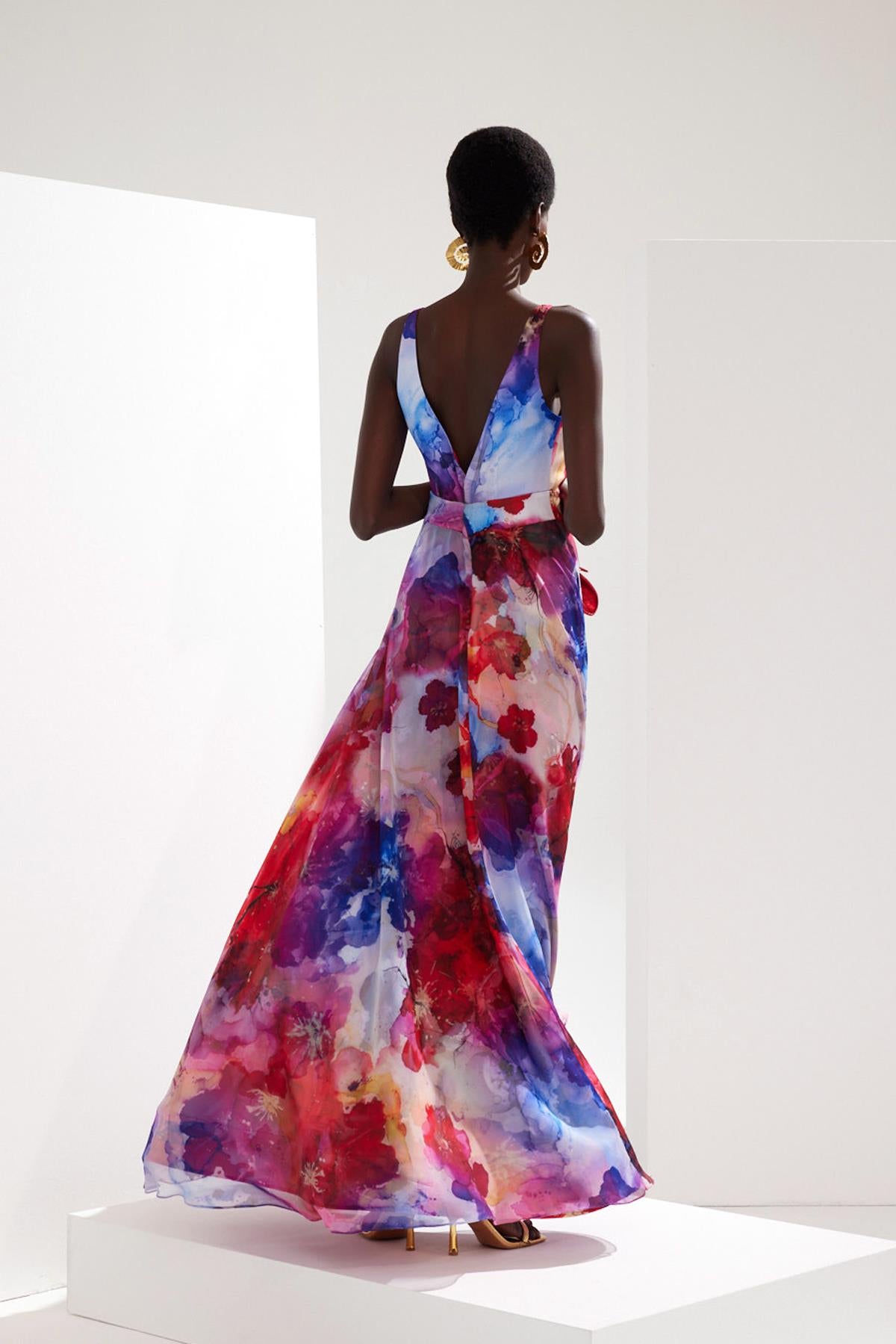 Elegant patterned evening gown