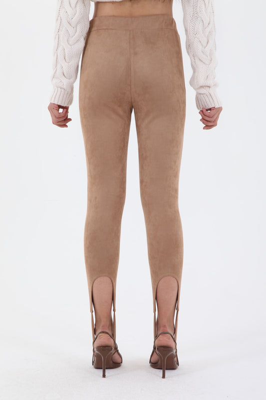 Strap Suede Leggings - Oat Milk - LussoCA