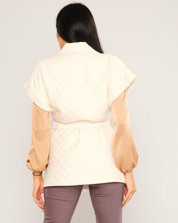 Quilted Short Sleeve Jacket - Off White