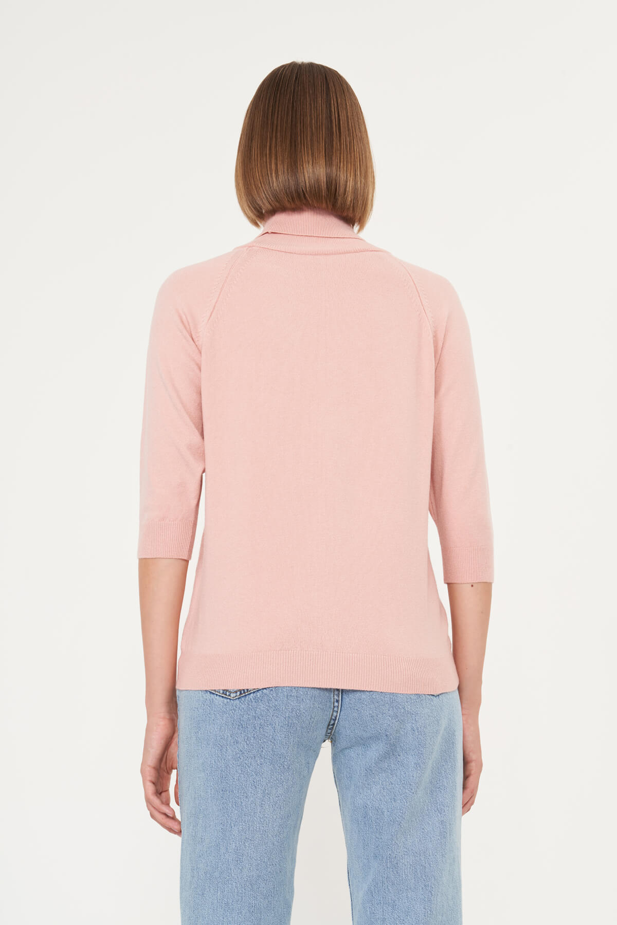 Turtle Neck Sweater with 3/4 Sleeve - Off White - LussoCA