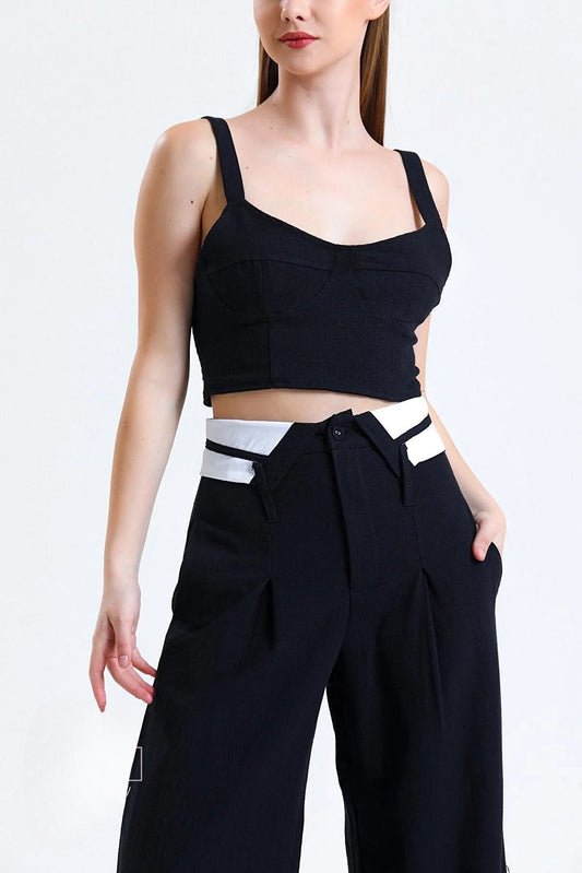 100% Organic Fabric Crop Top - Black - LussoCA