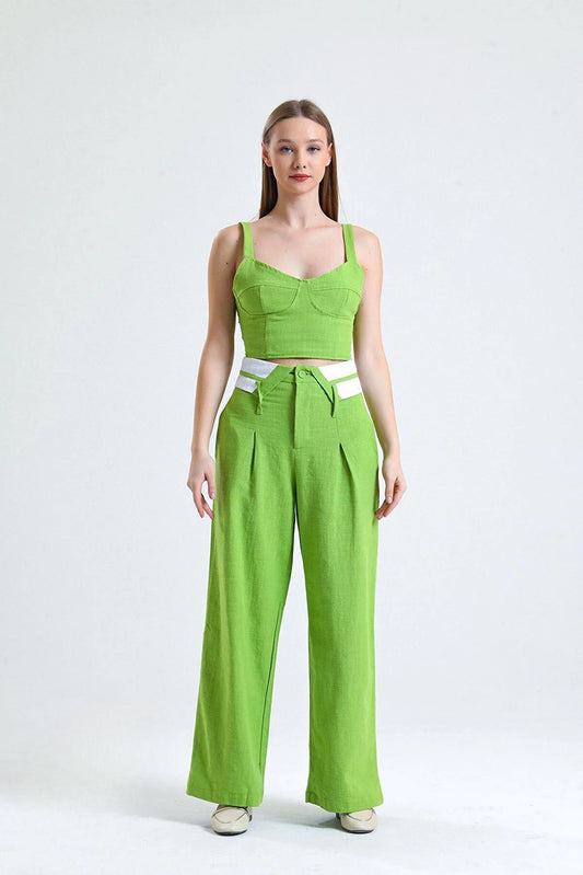 100% Organic Fabric Crop Top - Green - LussoCA