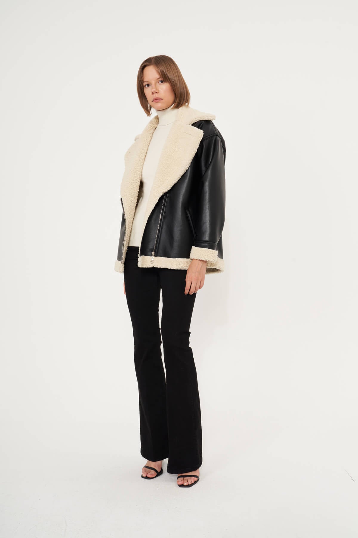 Fleece Lined Leather Milla Jacket