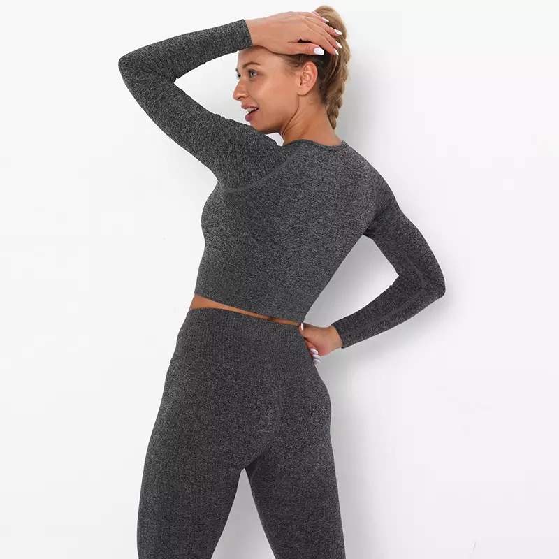 Seamless Yoga Crop Top -Charcoal-Activewear-Lussoca-LussoCA