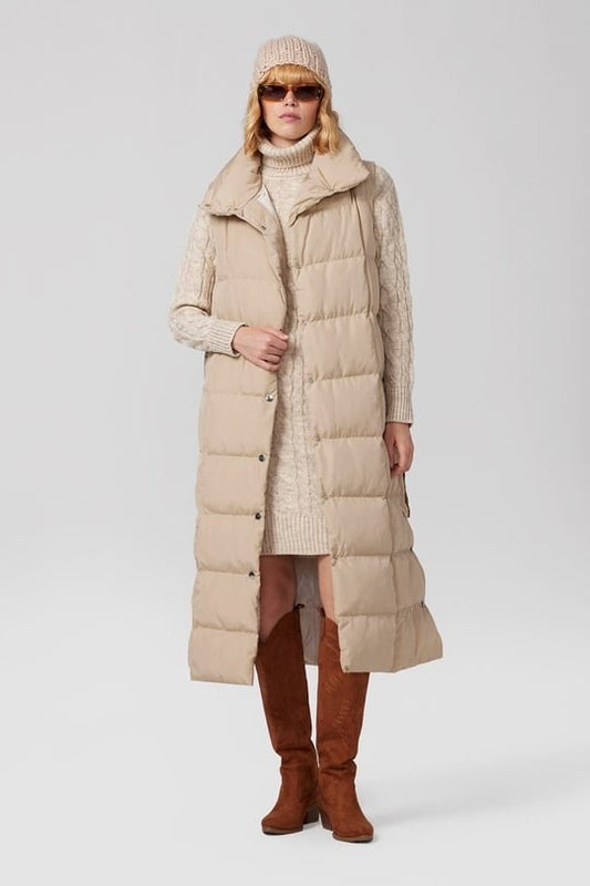 Ankle-Length Puffer Vest - Beige - LussoCA