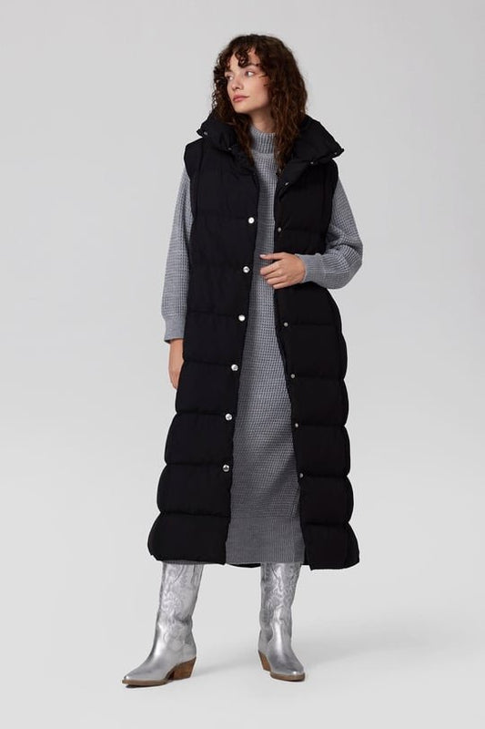 Ankle-Length Puffer Vest - Black - LussoCA