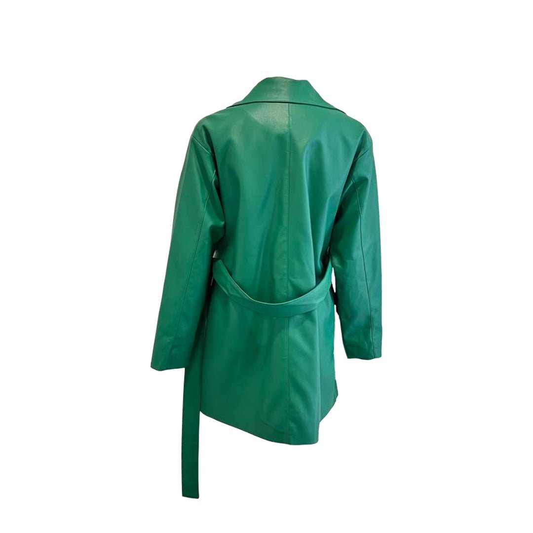 Belted Leather Jacket - Green - Jacket - LussoCA