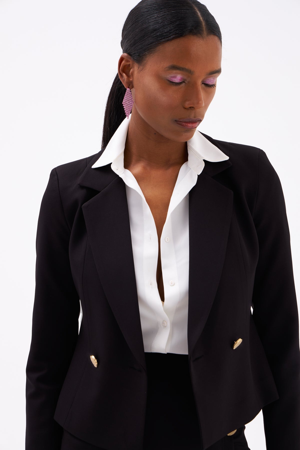 Button detail short jacket - BLACK - Jacket - LussoCA