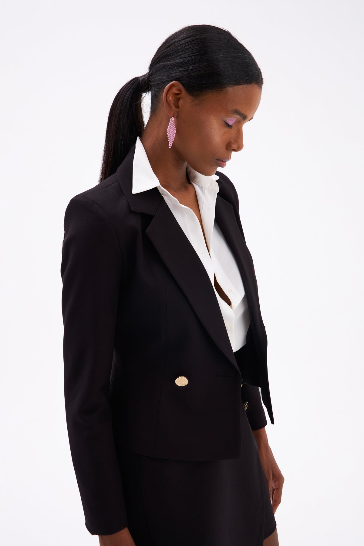 Button detail short jacket - BLACK - Jacket - LussoCA