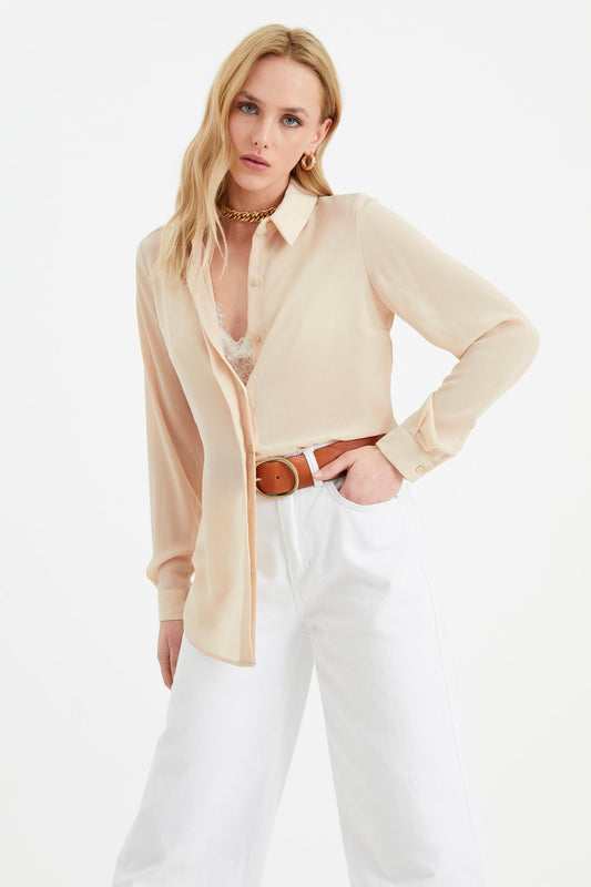 Classic Georgette shirt - BEIGE - LussoCA