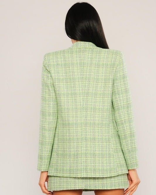 Cotton Tweed double breasted Blazer Jacket - LussoCA