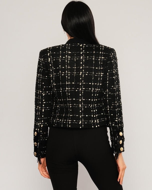 Crop Cotton Tweed Jacket with a little shine - Jacket - LussoCA