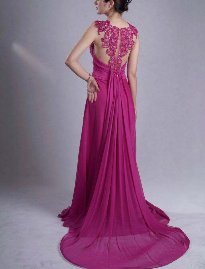 Deep V-neck Backless Silk Dress - Pink - Dress - LussoCA
