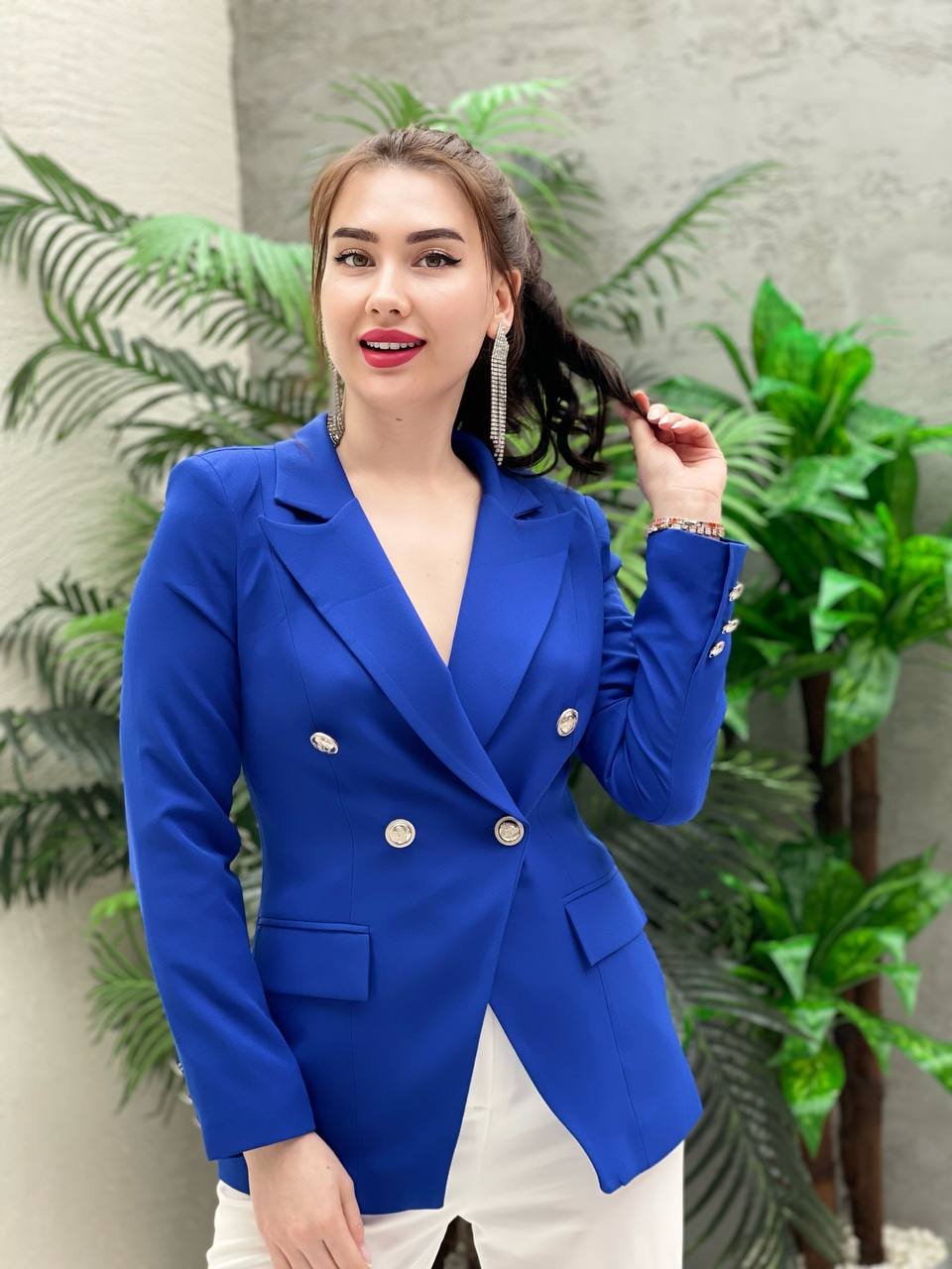 Double-breasted jacket- Royal Blue - LussoCA