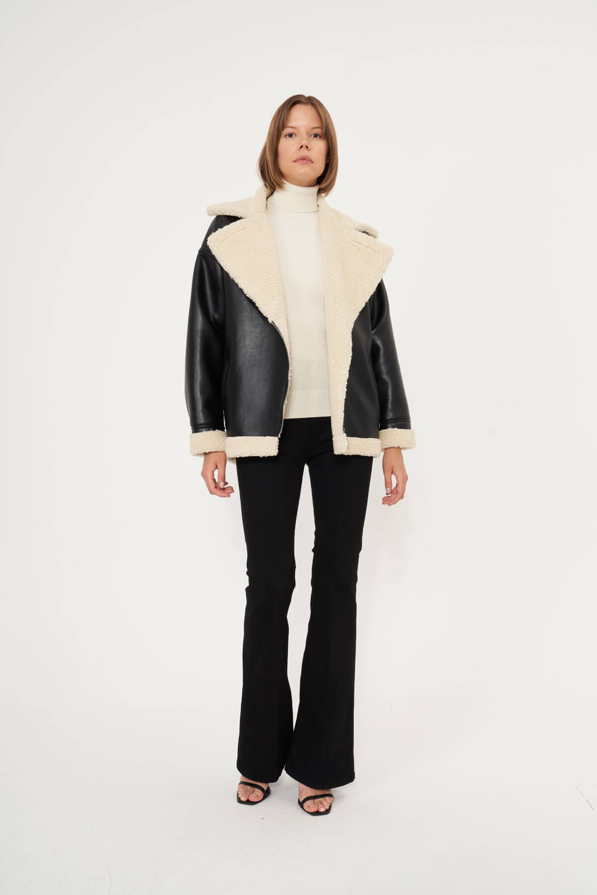 Fleece Lined Leather Milla Jacket - Jacket - LussoCA