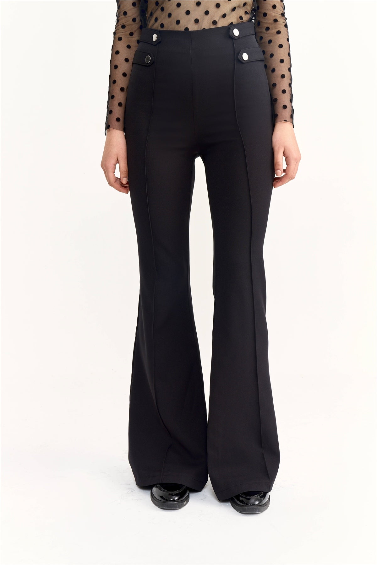 High waisted flared trousers - BLACK - Bottom - LussoCA