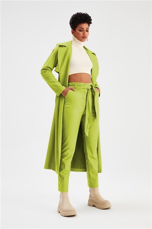 Leather pants with Belt - Lime - LussoCA