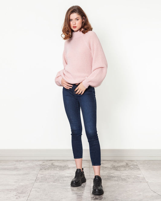 Mock Turtleneck Loose Sweater - Fuchsia - LussoCA