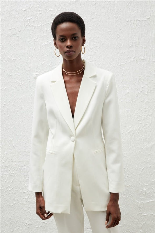 Mono Collar Classic Jacket - White - LussoCA