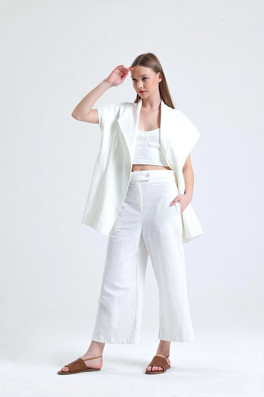 Must-Have Casual 100% Organic Pants for Everyday Summer Wear - White - LussoCA