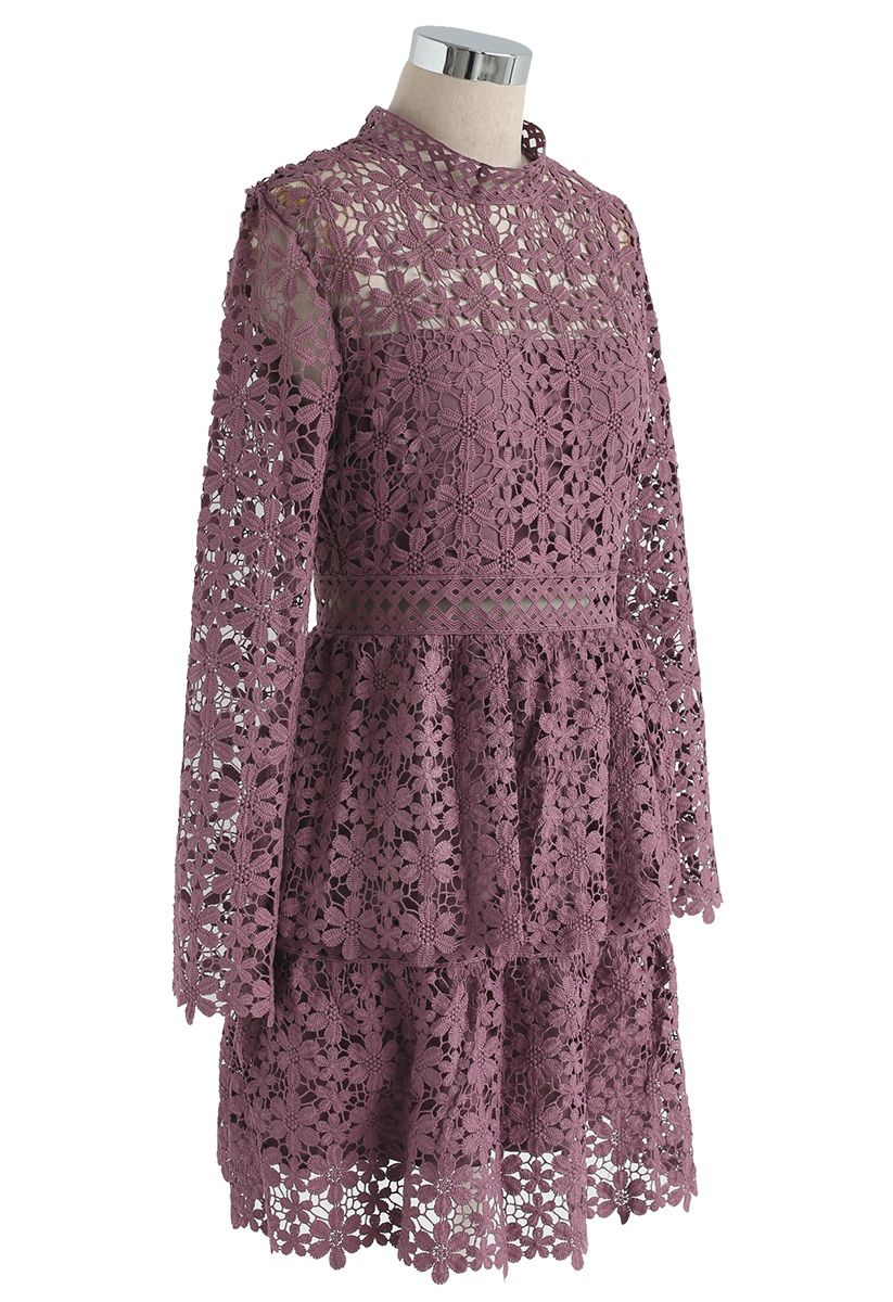 My Love Floral CROCHET DRESS - VIOLET - Dress - LussoCA
