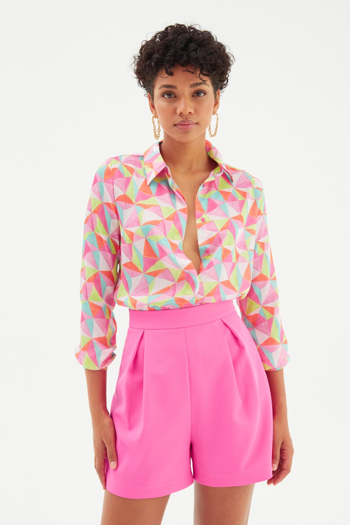 Prism Patterned Shirt - Pink-Multi
