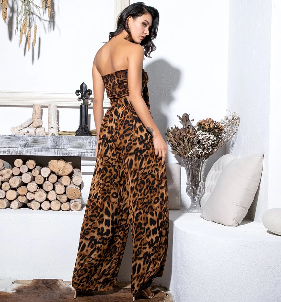 Chic and comfortable leopard print Chiffon high waist set, perfect for summer outings.