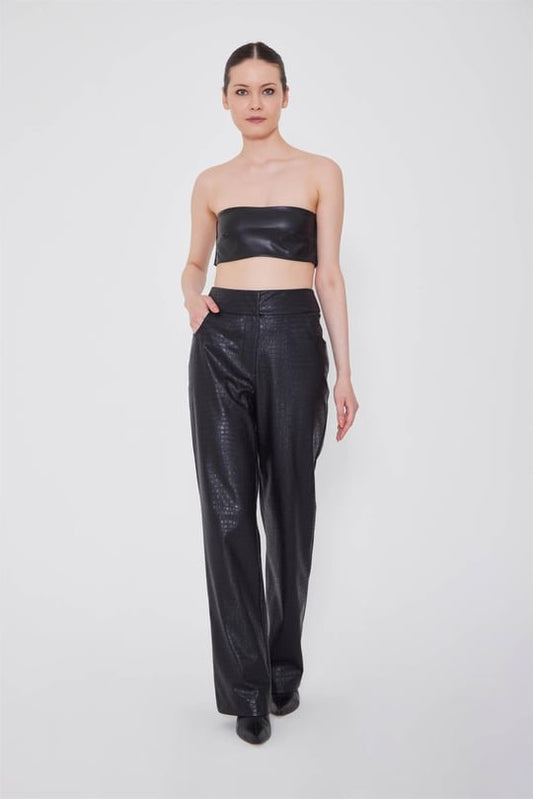 Snake PU Leather pants - Black - LussoCA